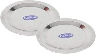 Sharda Metals Stainless Steel Cup Lids and Coasters, Heavy Gauge, 5.1 Inch, Set of 2