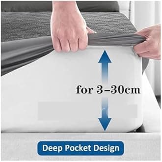 Waterproof Quilted Mattress Protector Breathable Bed Linen Mattress Cover No Pillowcase for Bedroom(Deep Pink,120x200x30cm)