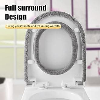 Legigo 5 Pack Thicker Bathroom Toilet Seat Cover Pads- Soft Warmer Toilet Seat Cushion Cover Stretchable Washable Fiber Cloth, Easy Installation Comfortable Toilet Lid Seat Cover(Pumpkin Modelling)