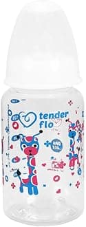tender flo Ultra Clear Giraffe 150ml Baby Feeding Bottle | Perfect for Newborns and Toddlers | Ideal for 0-5 Years | Comfortable Grip and Leak-Proof Design for Easy Feeding - White