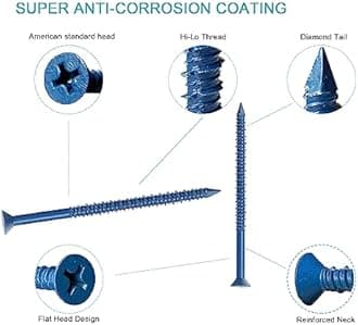 3/16 x 3-1/4" Flat Head Concrete Screw Anchor, for Anchoring to Masonry, Block or Brick (100Pcs)