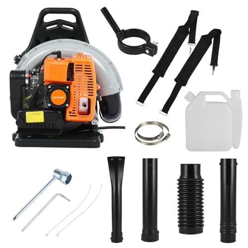 63CC Gas Powered Backpack Leaf Blower, 2 Stroke 665 CFM Cordless Leaf Blower Dust Blowers Single Cylinder Air Cooled Cleaner Garden Tool for Lawn Yard Blowing Debris
