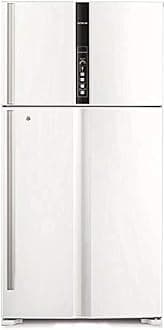 Hitachi 990L Gross Top Mount Double Door Premium Refrigerator RV990PUK1KTWH, 10 Year Warranty on Inverter Compressor, 2 Doors Fridge, Dual Fan Cooling, LED Control Panel, Twist Ice Tray, Texture White