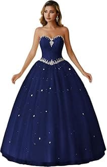 Likedpage Women's Sweetheart Ball Gown Tulle Quinceanera Dresses Prom Dress