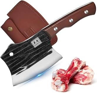 ENOKING Heavy Duty Handmade Forged Chinese Kitchen Knife with Full Tang Wood Handle for BBQ Camping Outdoor