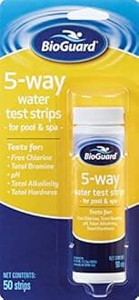 BioGuard 5-in-1 Pool Test Strips, 50 Strips, Quick & Easy Testing for Crystal Clear Water: Bromine, Chlorine, pH, Alkalinity, & Hardness