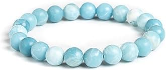 Natural Larimar Stone Beaded Bracelet Women Fashion Blue Sea Striped Round Beads Bracelets Trendy Charm Stretch Bangles Female For Friend Gifts