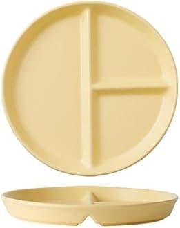 OnePine Porcelain Adult Compartment Plate, 8 inch Orbicular Portion Control Plate, Divided Plate into 3 Diets, for Salad, Dessert, Noodle, Steak, Breakfast