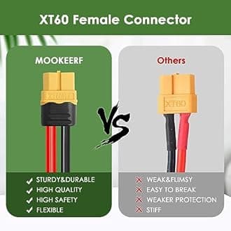 MOOKEERF Solar to XT60 Extension Cable 25FT 10AWG XT60 Charge Extension Cable Solar Panel Connector to XT60 Adapter Cable for Portable Power Station Solar Generator Battery Pack