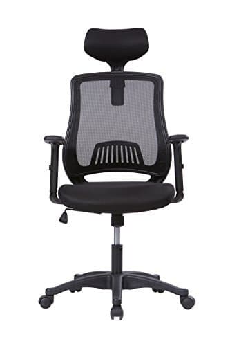 LONGEM High-Back Mesh Office Chair - Adjustable PU Armrests and Headrest Breathable Ergonomic Computer Chair Desk Task Executive Chair with Back Lumbar Support