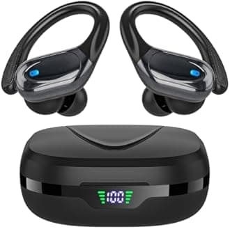 Wireless Earbuds Bluetooth Headphones 80hrs Playback Ear Buds Power Display with Noise Canceling Mic Headsets for Sports/Workout/Running Black