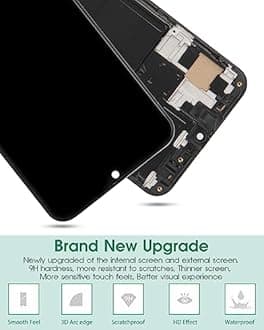 OLED For Samsung A50S Screen Replacement for Samsung Galaxy A50 LCD Display A505F/DS A505G/DS SM-A505 A505FDS Touch A505 A507 Screen SM-A507F, SM-A507FN, SM-A5070 Digitizer Assembly (Black+ Frame)