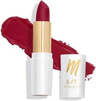 MyGlamm LIT Moist Matte Lipstick - Red Avenue (Chilli Red Shade)| Long Lasting, Pigmented, Hydrating Lipstick with Moringa Oil and Vitamin E (4.2g)