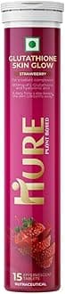 HURE Glutathione Skin Glow 15 effervescent tablets with Vitamin C For Clear And Youthful Skin and Vitamin E strengthens the immune system for men and women| (Strawberry pack of 1)