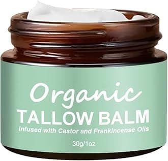Beef Tallow Skin Care,Grass-fed Tallow with Frankincense Oil & Castor Oil,Organic Beef Tallow,Tallow Face Cream,Organic Tallow Moisturizer for Skin,30g