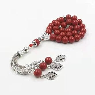 Tasbih red Stone Muslim Women Prayer Bead Islamic Rosary Eid Gift misbaha Turkish Jewelry (12mm x 33 Beads)