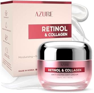 AZURE Retinol & Collagen Anti Aging Day Cream - Moisturizing, Restoring & Smoothing | Reduces Fine Lines & Wrinkles | Evens Skin Tones & Dark Spots | Made in Korea - 50mL