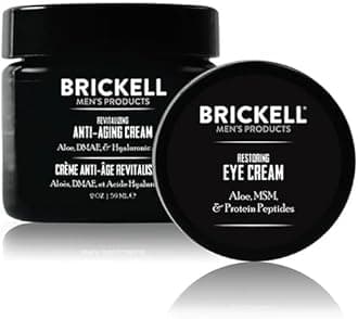 Brickell Men's Ultimate Anti-Aging Routine, Anti-Wrinkle, Night Face Cream and Eye Cream to Reduce Puffiness, Wrinkles, Dark Circles, Under Eye Bags, Natural and Organic, Unscented