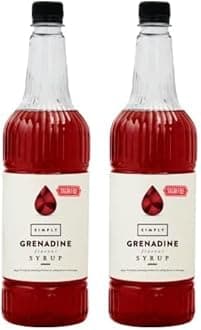 Simply Sugar Free Grenadine Syrup, Low Calorie, Vegan & Nut Free Flavoured Syrup for Coffee, Cocktails & Baking (1 Litre) (Pack of 2)