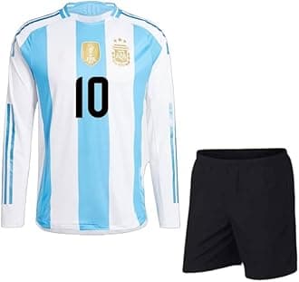 White Blue Argeentinaa Meesii 10 Football Jersey with Shorts 2024 for (Kids & Men & Boys)