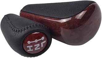 Leather with Wood Automatic Gear Shift Knob +Transfer Case Fit for Toyota Prado 120 2003 2004 2005 2006 2007 2008 2009 (3 Speed-Transfer)