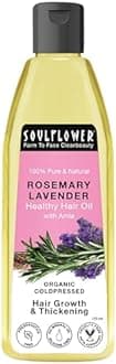 Soulflower Rosemary Lavender Oil for Healthy Hair, Scalp - 100% Pure & Natural Undiluted Coldpressed Oil, 4.00 Fl Oz