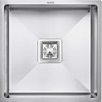 PAINITE 18 x 16 x 10 Handmade MATT Finish Single Bowl 304 Grade Stainless Steel Kitchen Sink/Kitchen Basin with Square Drainer and SS Fruit Basket