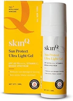 SkinQ Mini Sunscreen for Men & Women 30ml with Vitamin C, SPF 40 & Broad Spectrum PA++++ | Sun Protect Ultra Light Gel for All Skin Types | Lightweight, Non-Sticky & Water-Resistant Travel Sunscreen