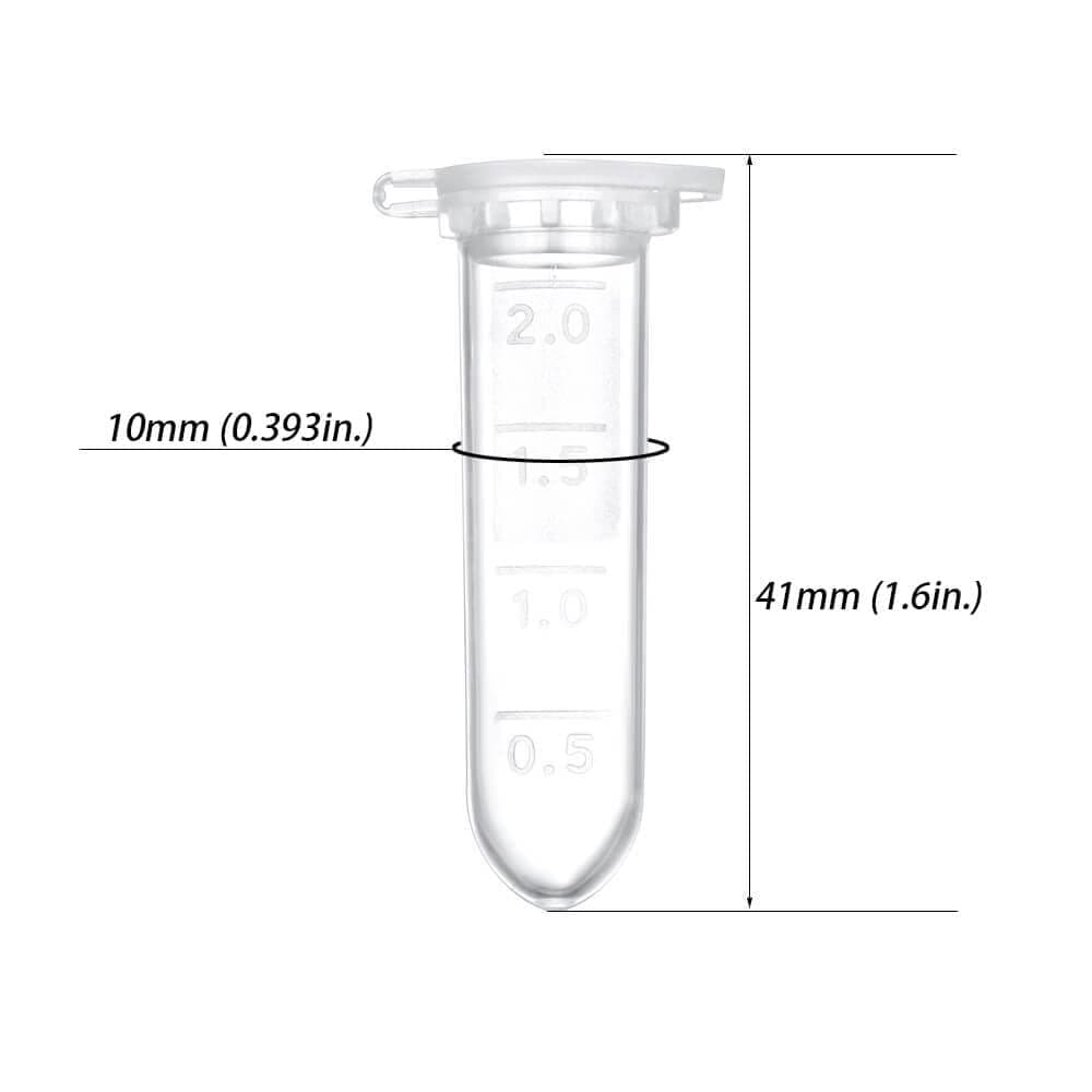 2ml Microcentrifuge Tubes 100pcs, EO Sterilized Plastic Small Vials with Caps for Sample Storage Without Leakage(100)