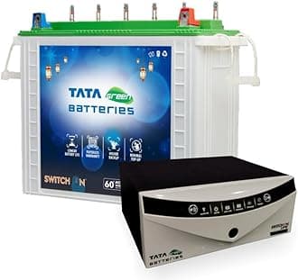 Tata Green Inverter & Battery Combo (Switch ON Pure Sine Wave 1000VA/12V Inverter INTT280072 240AH Tall Tubular Inverter Battery) for Home and Office