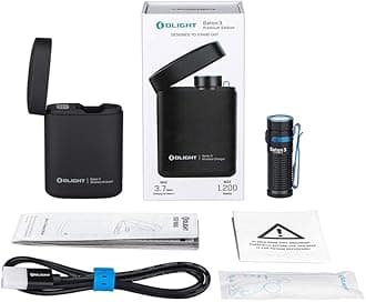 OLIGHT Baton3 Premium Edition EDC Flashlights Rechargeable 1200 Lumens Compact LED Flashlight with Type-C Charging Box, Powered by a Single Rechargeable Battery (Black)