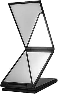 4 Way Mirror Mini 360 Mirror 13cmx7cm Rectangle Pocket Glass Portable Four Sided Reflector Self Haircut Reflection Folding Makeup ​Looking Glass for Women Girls Hair Cuting DIY Styling Makeup