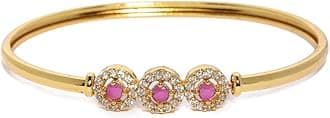 Gold Plated Cubic Zirconia Studded Kada For Women-ZPFK9212