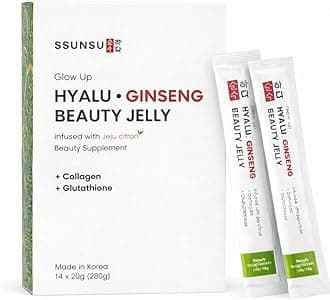 - Glow Up Hyalu Ginseng Beauty Jelly (Box of 28 Jelly Sticks) | Korean Ginseng Jelly with Hyaluronic Acid, Collagen jelly sticks & Glutathione for Hydrated, Glowing Skin | korean skincare