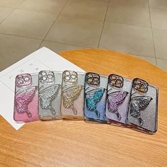 mobistyle Thermoplastic Polyurethane Designed For iPhone 12 Cover With Glitter Cute Butterfly Electroplate Plating Design Back Cover Case For Women Teen Girls (Black)