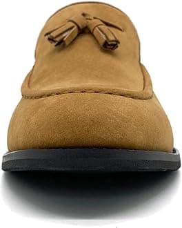 CMM Men's Suede Slippers Loafers Dress Shoes with Tassel Flats Slip-on Prom Loafer