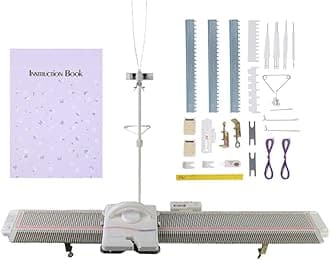 Knitting Machine and Accessories, LK150 150 Stitches 6.5mm Mid Gauge Plastic Domestic Knitting Machine with Accessories Tool Set for Household Sewing