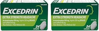 Excedrin Extra Strength Caplets for Headache Pain Relief, 24 Count (Pack of 2)