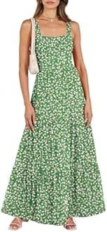 ANRABESS Women's Summer Casual Long Maxi Beach Vacation Dresses Sleeveless Square Neck Flowy Tiered Sun Dress with Pockets