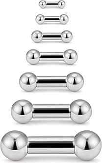 Ocptiy 16G 14G 12G 8G 6G 4G 2G Tongue Rings Nipple Piercings Pa Ring 316L Surgical Stainless Steel Internally Threaded Straight Barbells prince albert Piercing Jewelry Stretching Kit 12mm-16mm