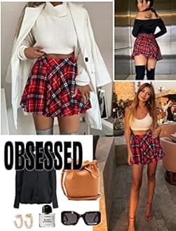 Avidlove Mini Pleated Skirts for Women Mini Plaid Skirt XS-XXL