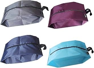 MISSLOPortable Nylon Travel Shoe Bags with Zipper Closure (Pack 4, Mix Color)