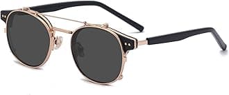 Double Lens Clip On Sunglasses Non-flip Lens Round Steampunk Style Glasses for Men Women