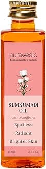 Auravedic Kumkumadi Oil For Face 100 Ml, Kumkumadi Tailam Face Oil with Manjistha - Dark Spot Corrector For Glowing Skin