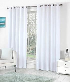 Decoholic White Polyester Window Curtain 6 Feet | Darkening Faux Texture Plain Drape with Eyelets | Pack of 1 Panel for Living Room, Bedroom & Office