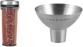 Cole & Mason H122115 Saunderton Herb & Spice Storage Shaker | Spices Included/Cole & Mason H611928CS Dover Stainless Steel Funnel | Bundle