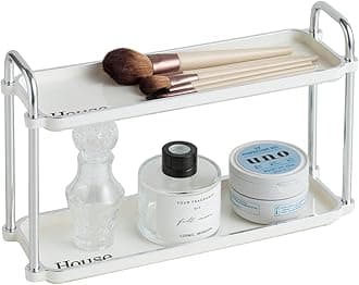 3.54 Inch Desktop 2-Layer Storage Rack,Countertop Storage Shelf for Bathroom, Kitchen, Living Room, Bedroom, Dressing Table,White