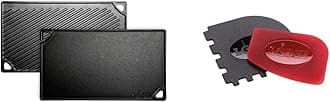 LDP3 Cast Iron Reversible Grill/Griddle (9.5" x 16.75") and Lodge Pan & Grill Scraper Set (2 Pieces)