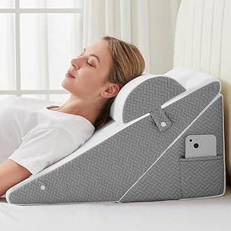 3Pcs Bed Wedge Pillow Set, Adjustable Wedge Pillow Headboard, Bed Wedge Pillow for Back Pain Relief, Sleeping, Post Surgery, Back Support Pillow for Acid Reflux Relief, Snoring