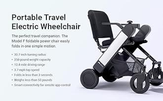 WHILL Model F Power Chair - Convenience and Performance - with Foldable Design, Smart Technology, and Remote Control via App - A Perfect Mobility Solution for Adults and Elderly. - Black (One Size)